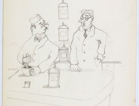 ANONYMOUS. -  [Untitled cartoon in pencil.]